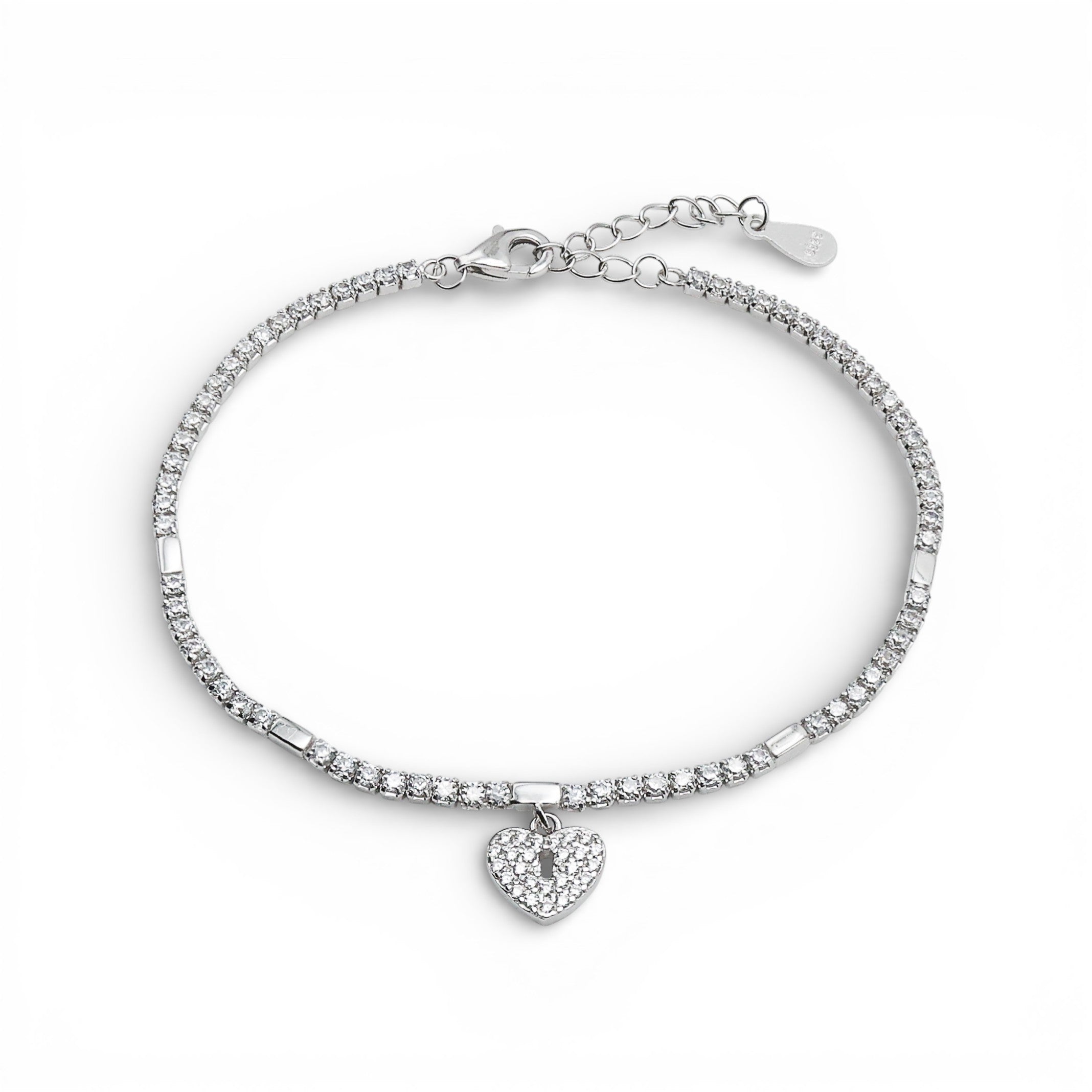 Bratara Tennis Heartline Argint