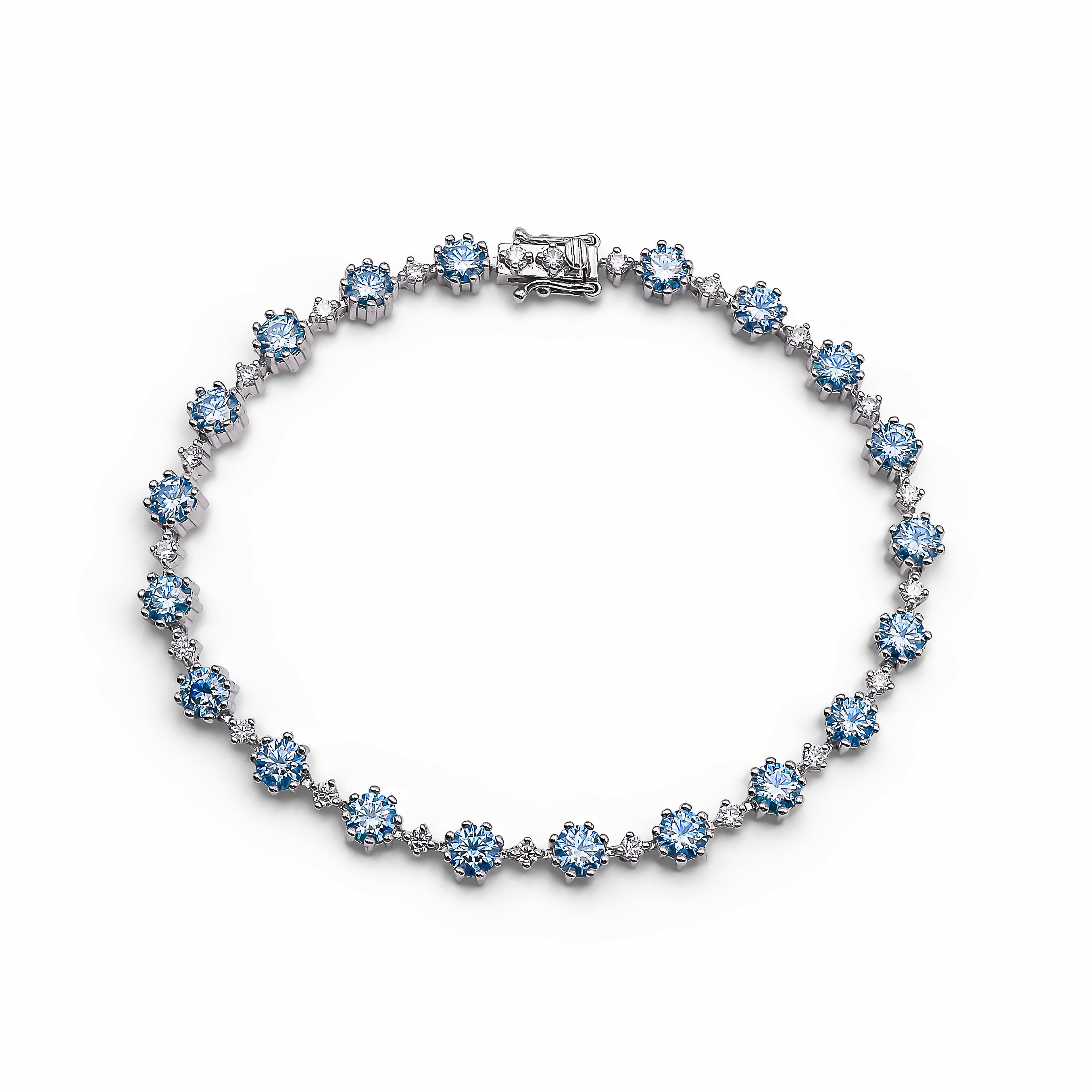 Brățara Tennis Moissanite L-Saphire Blue Argint