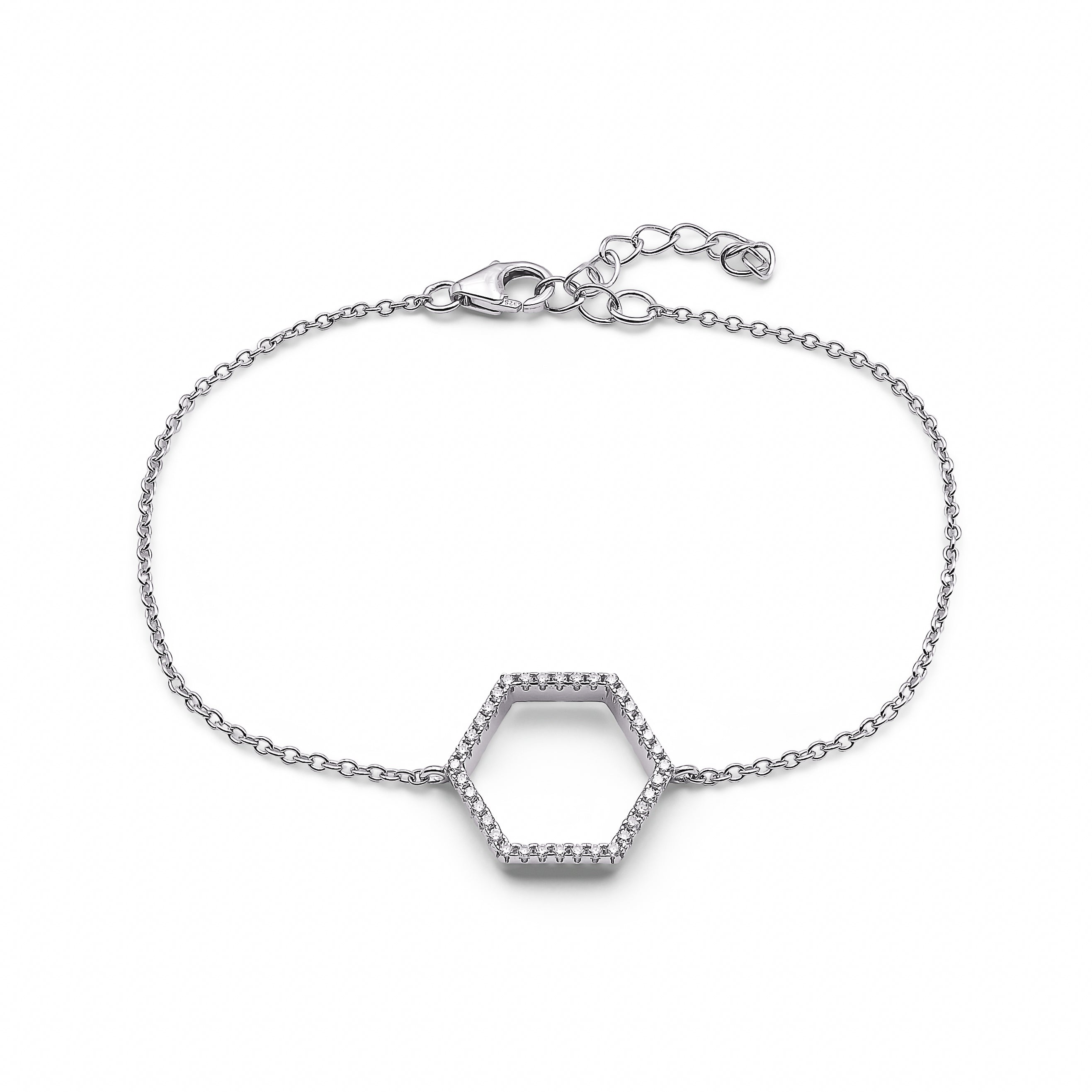 Brățara Moissanite Hexagon Argint