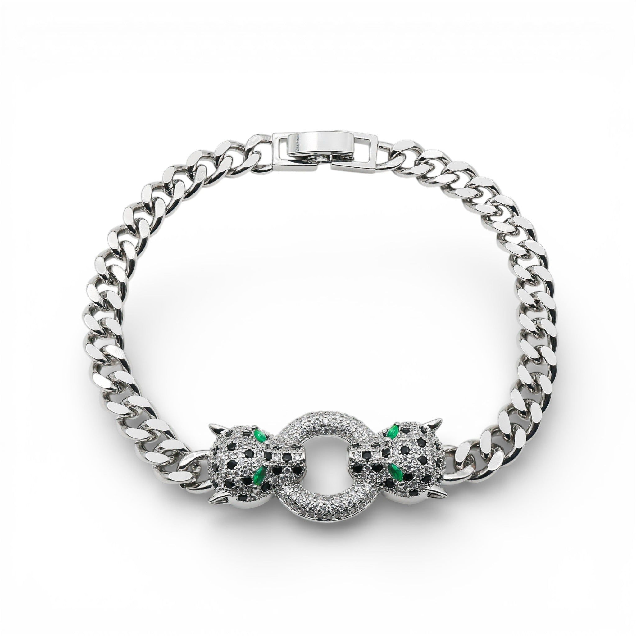 Brățară Cuban Twin Panthers Placată cu Aur