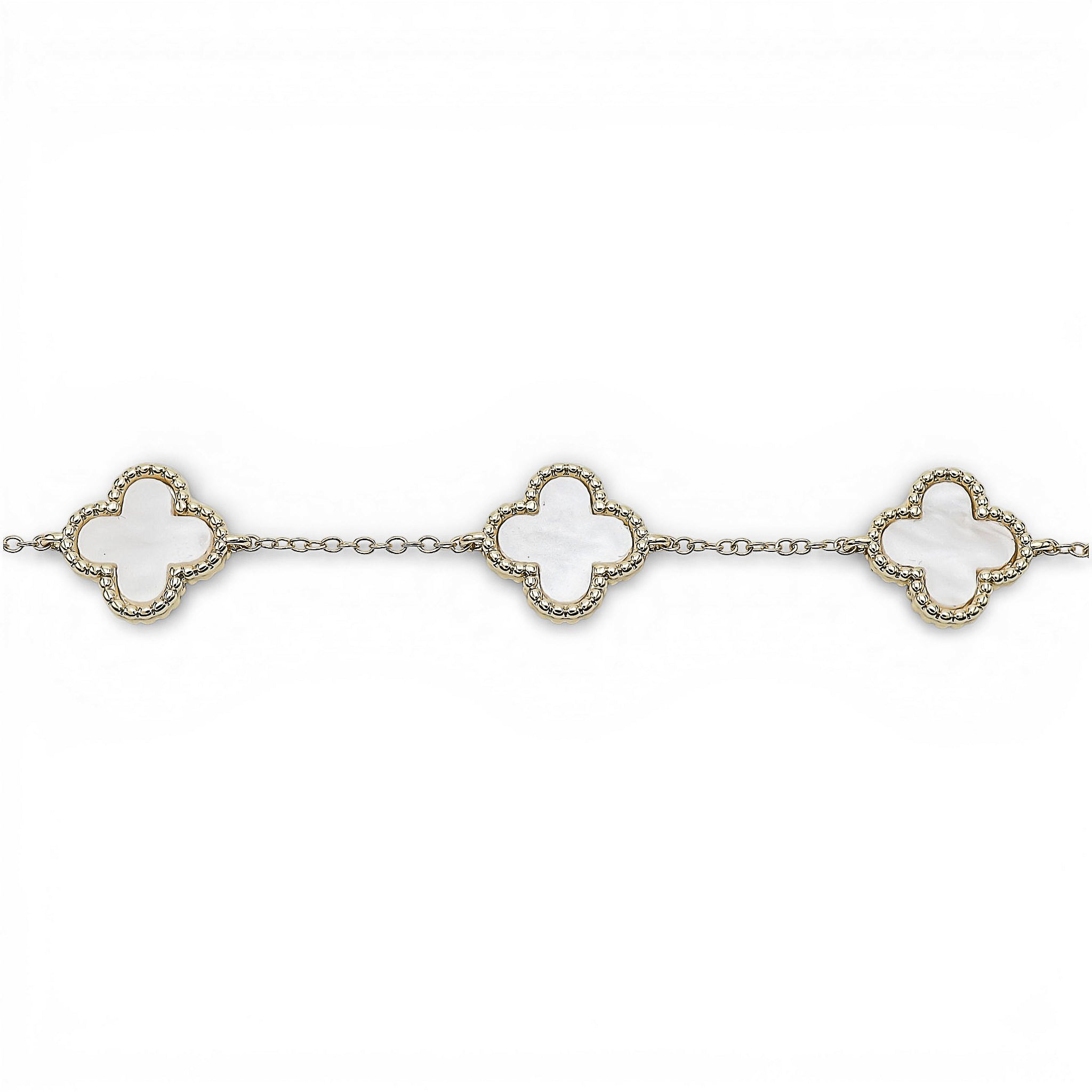 Colier Trifoi Alb Placat cu Aur