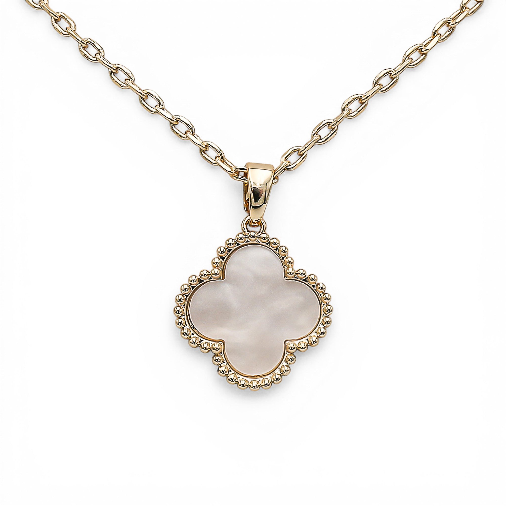 Colier A Clover White Placat cu Aur