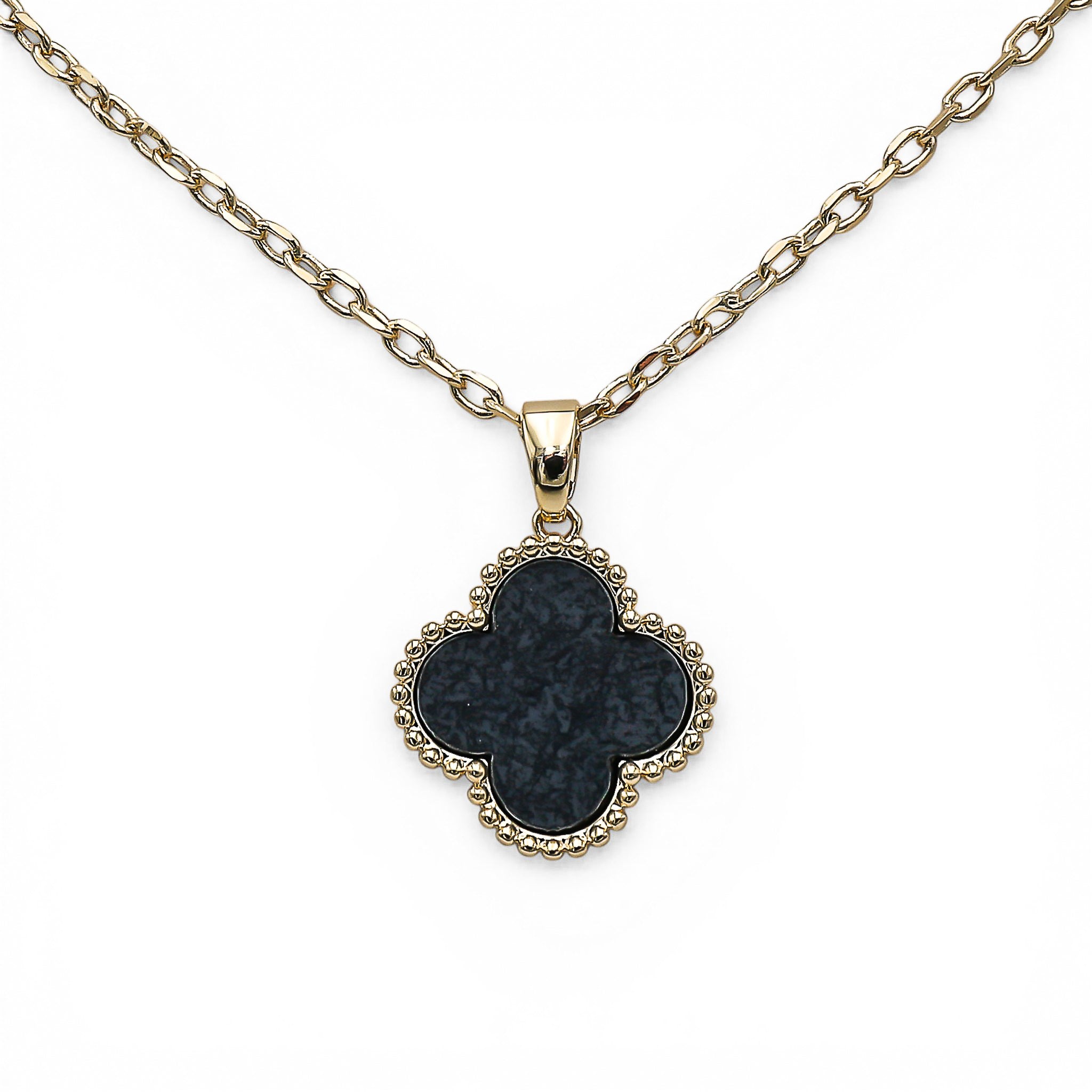 Colier A Clover Black Placat cu Aur