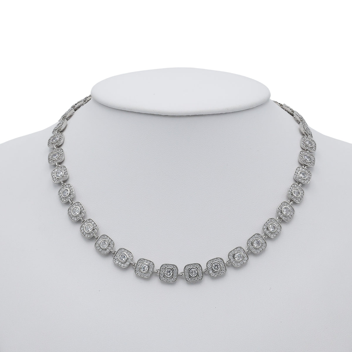 Colier Angel Square Silver Placat cu Aur Alb