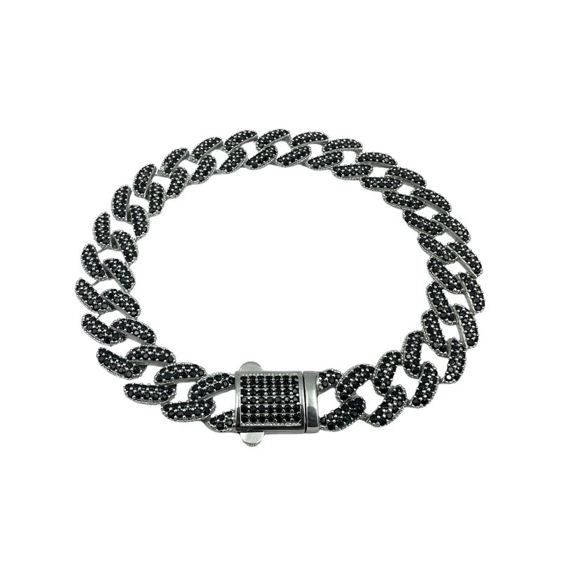 Brățară Cuban Argint Black and White