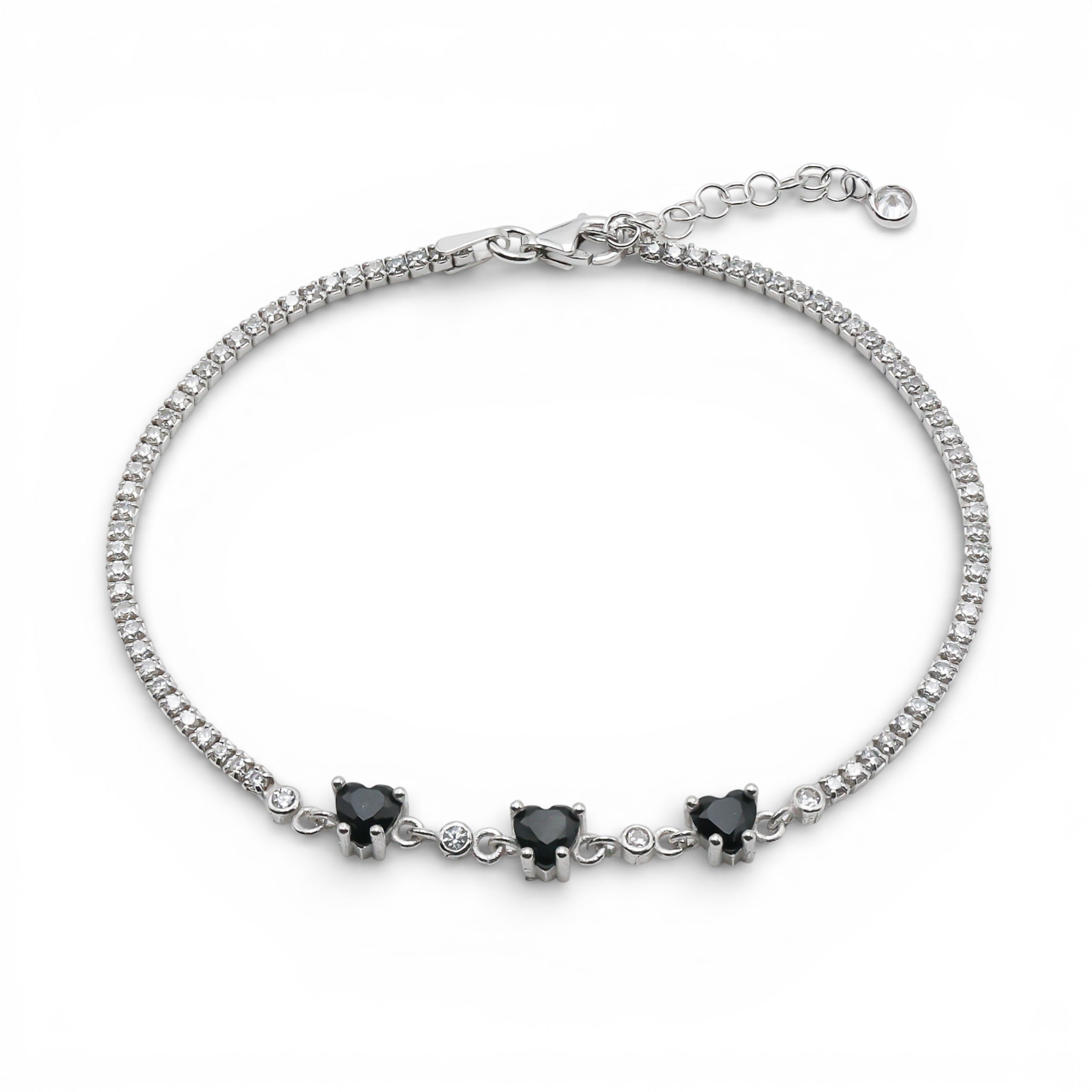 Bratara Tennis In Love Black Argint