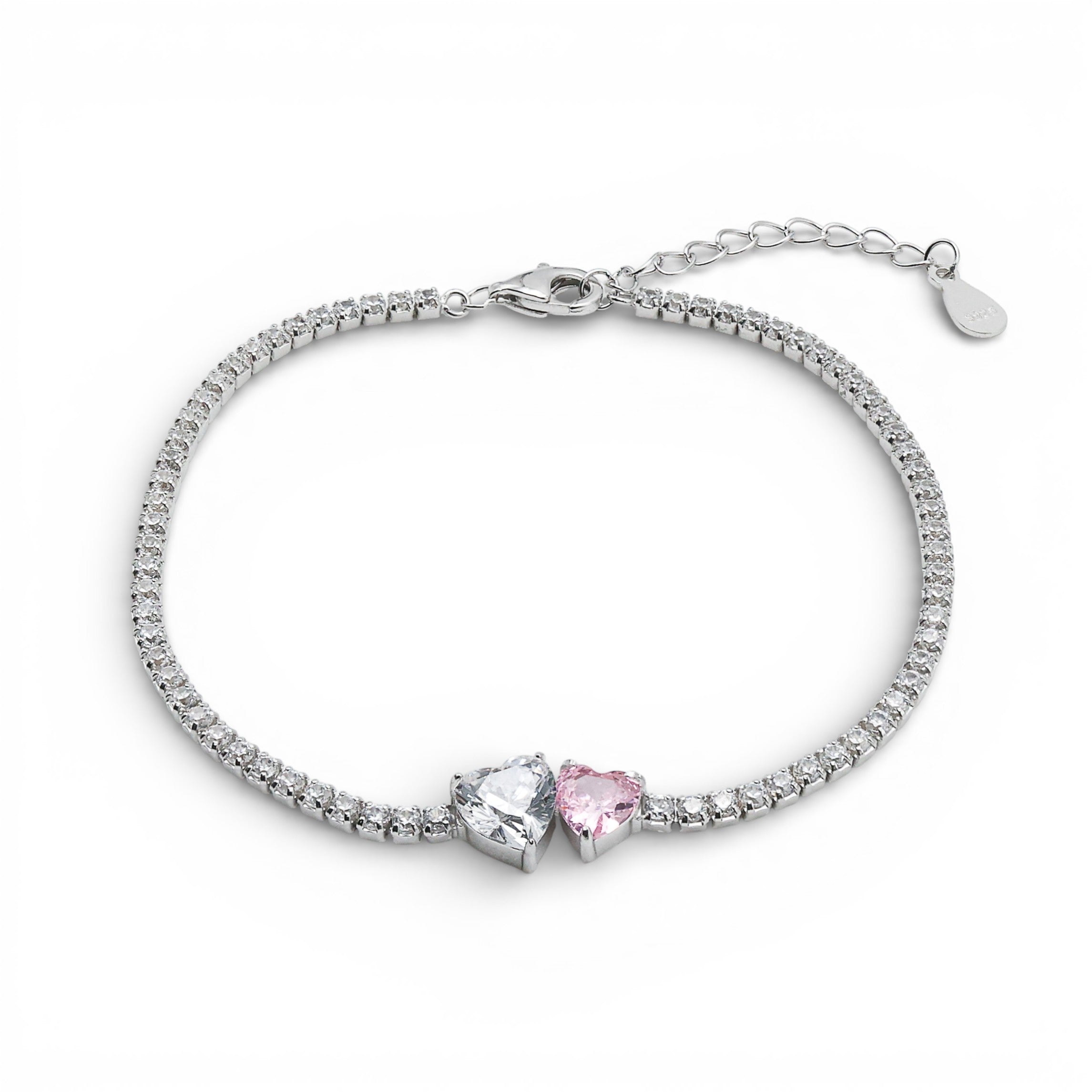 Bratara Tennis Heart in Heart Rose Argint
