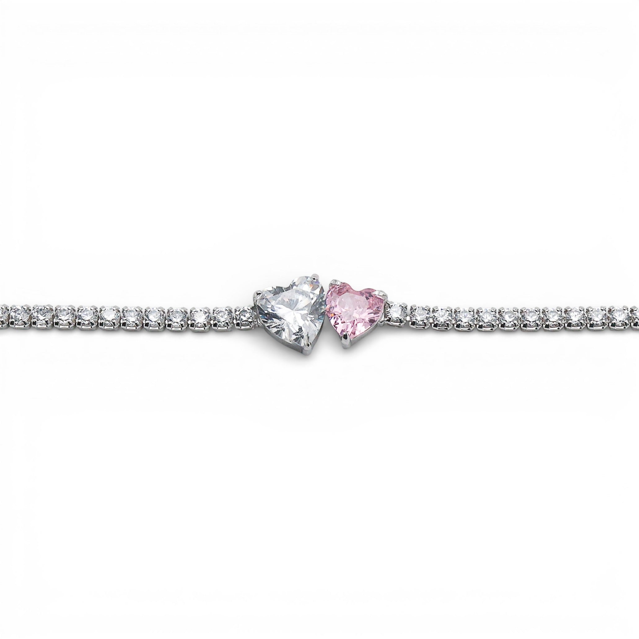 Bratara Tennis Heart in Heart Rose Argint