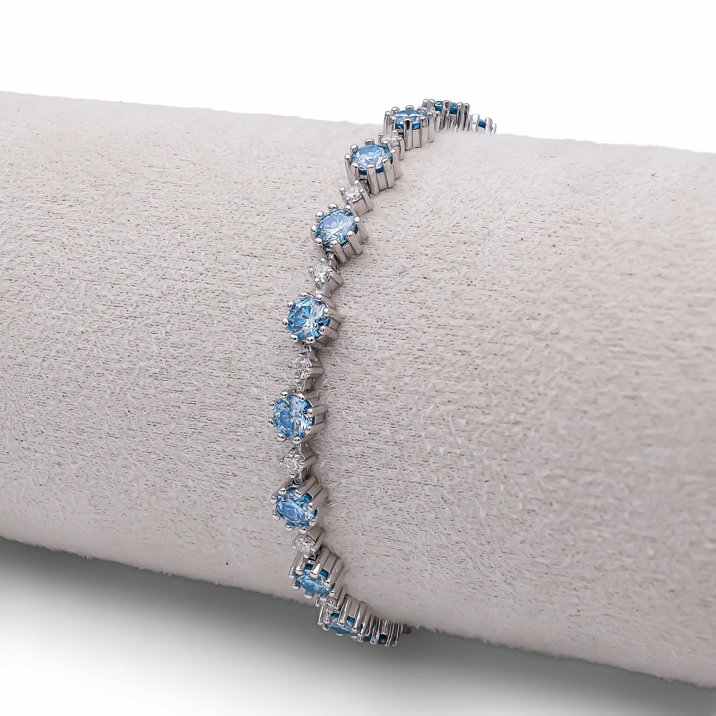 Brățara Tennis Moissanite L-Saphire Blue Argint