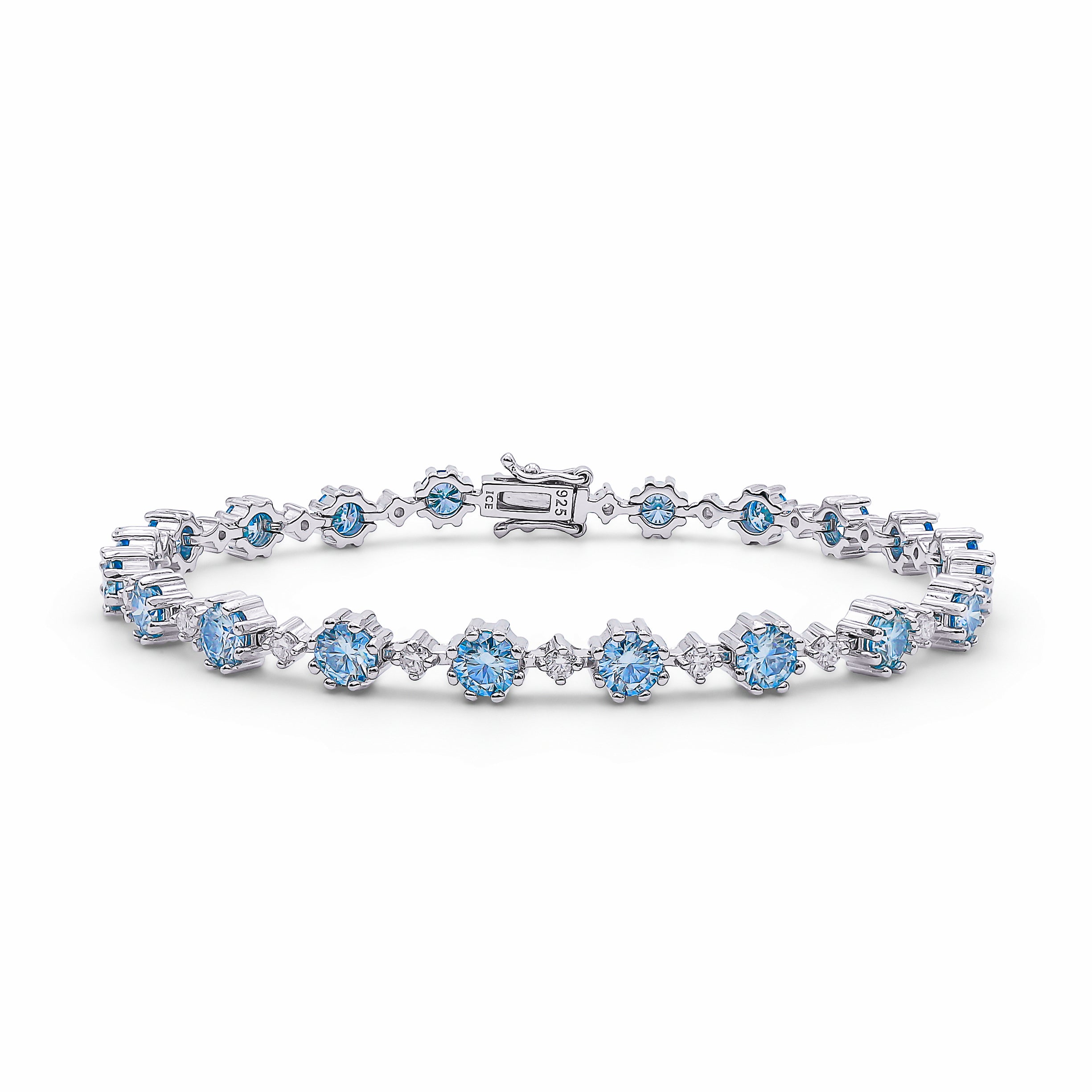 Brățara Tennis Moissanite L-Saphire Blue Argint