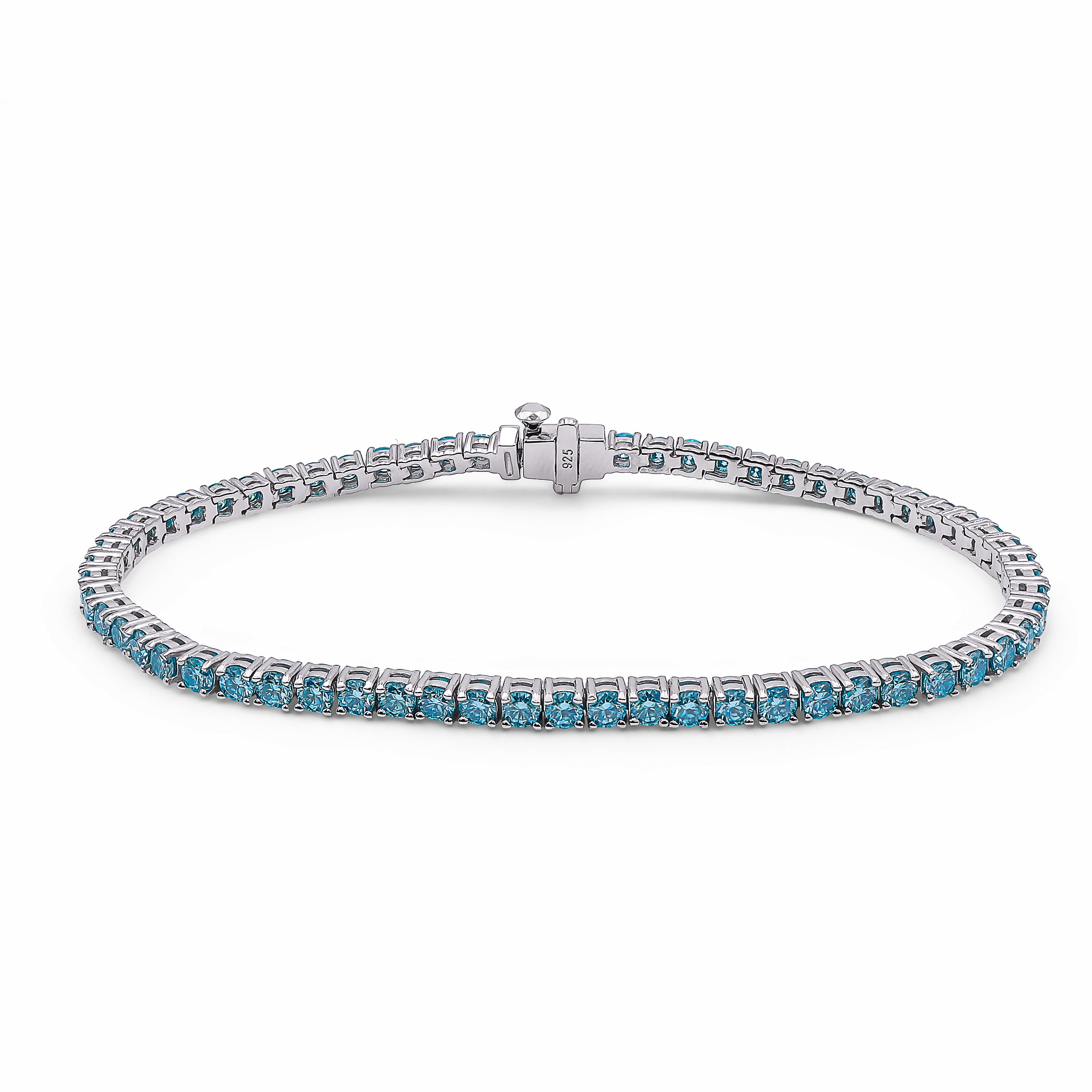 Brățara Tennis 2.5mm Moissanite Regal Blue Argint