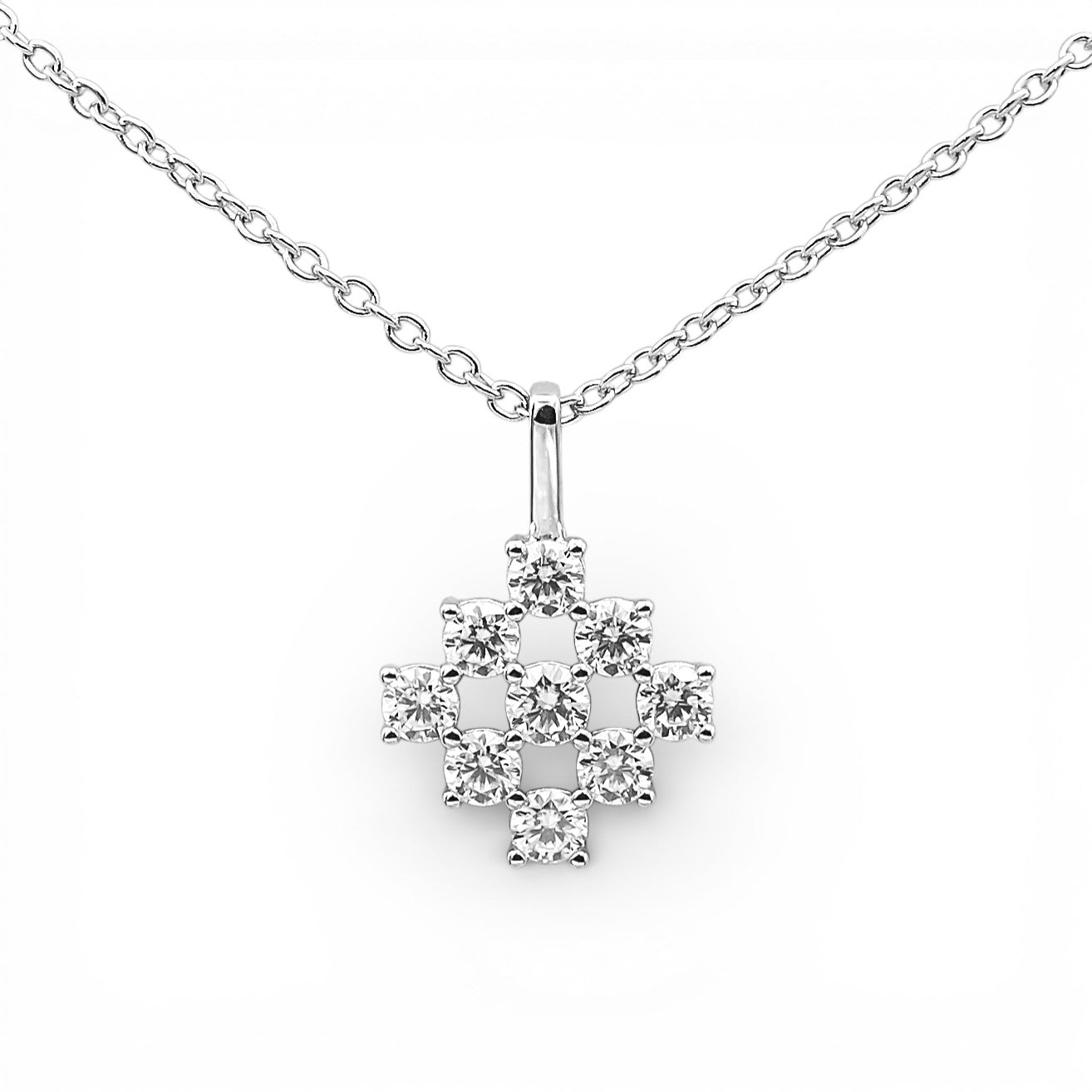 Colier Moissanite Romb Argint
