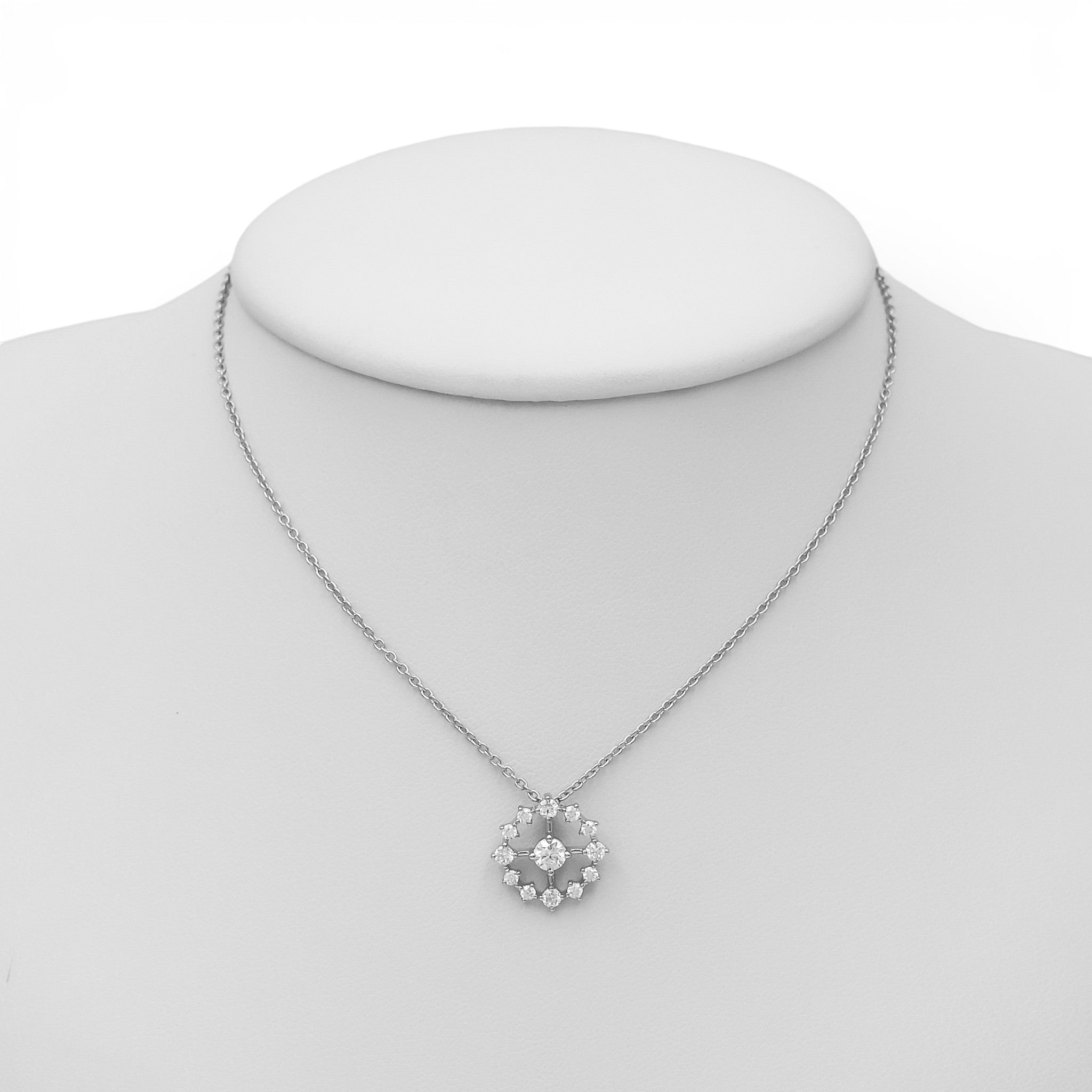 Colier Moissanite Flower Argint