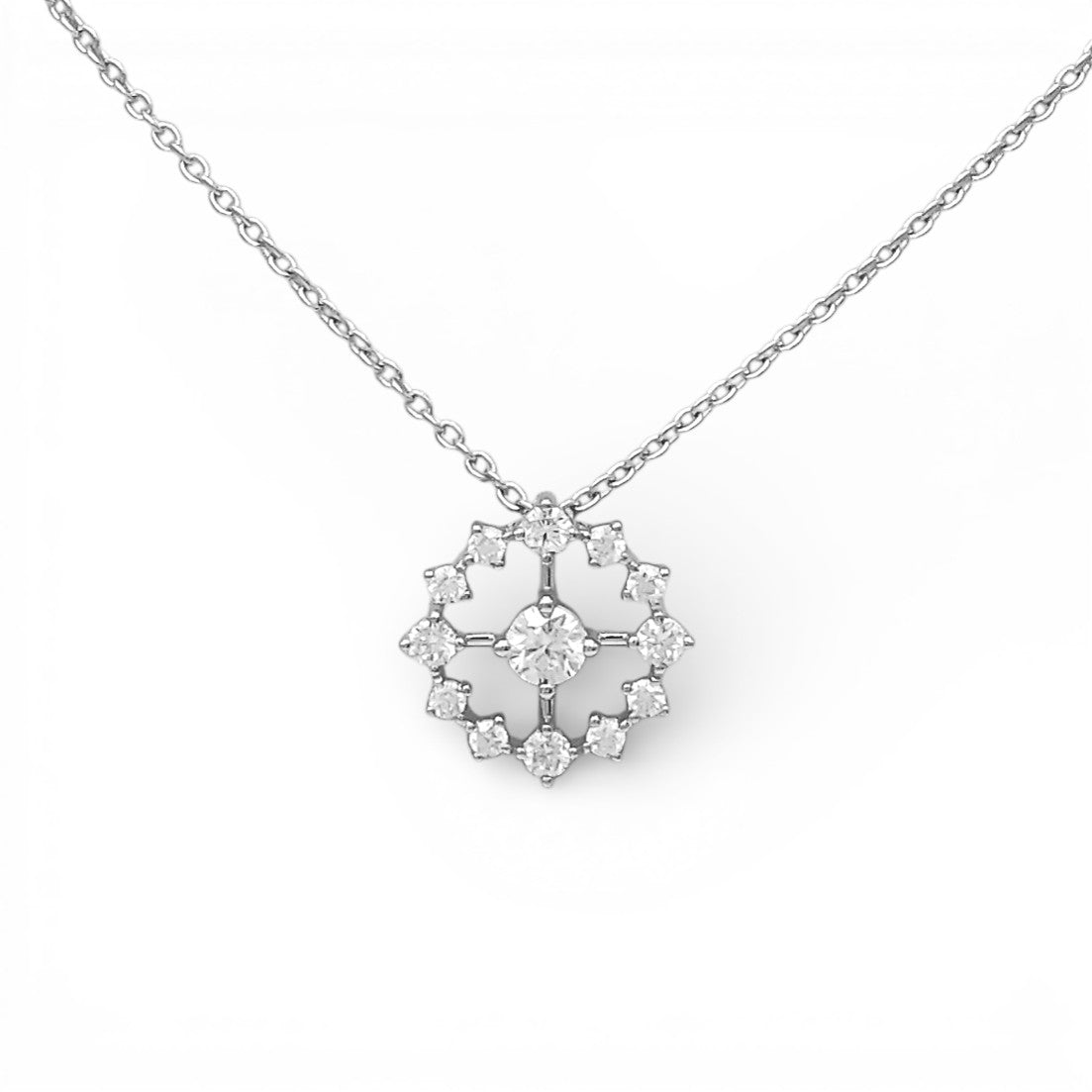 Colier Moissanite Flower Argint