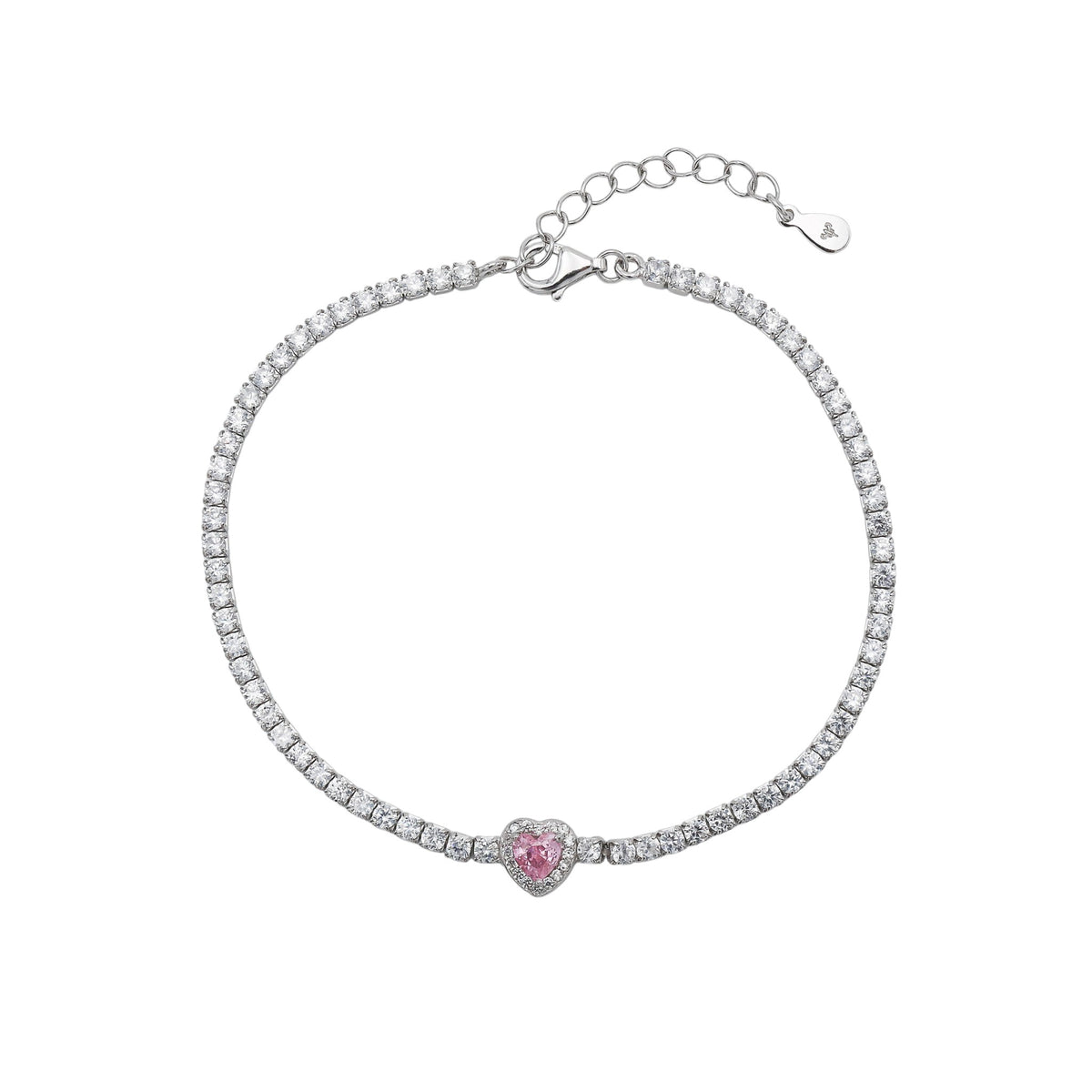 Bratara Tennis Mini V-day rose Argint