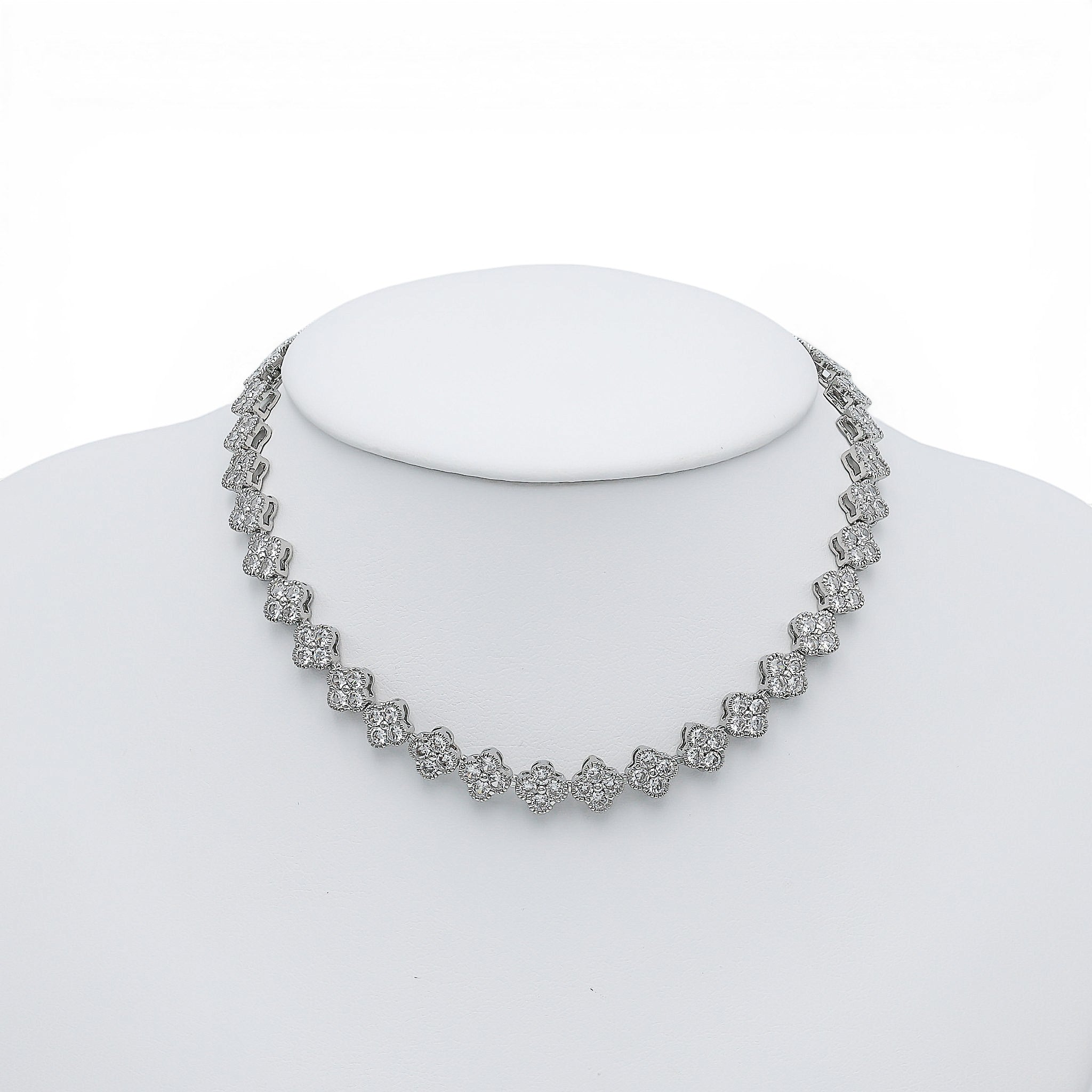 Colier Tennis Trifoi Placat cu Aur