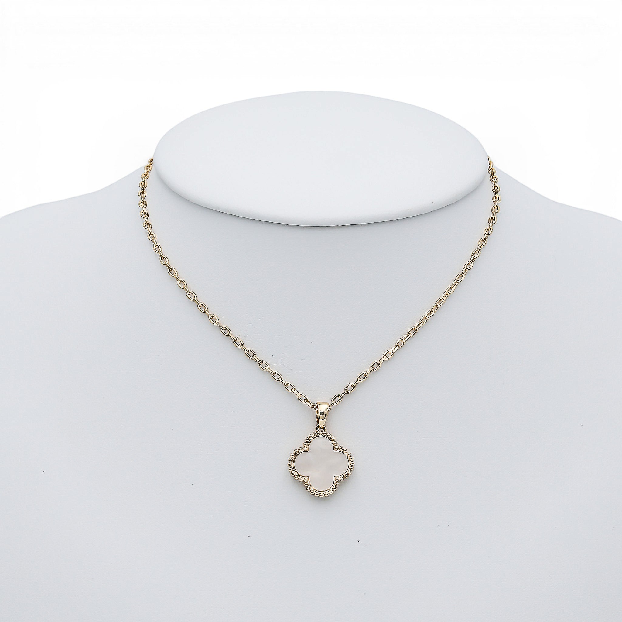 Colier A Clover White Placat cu Aur