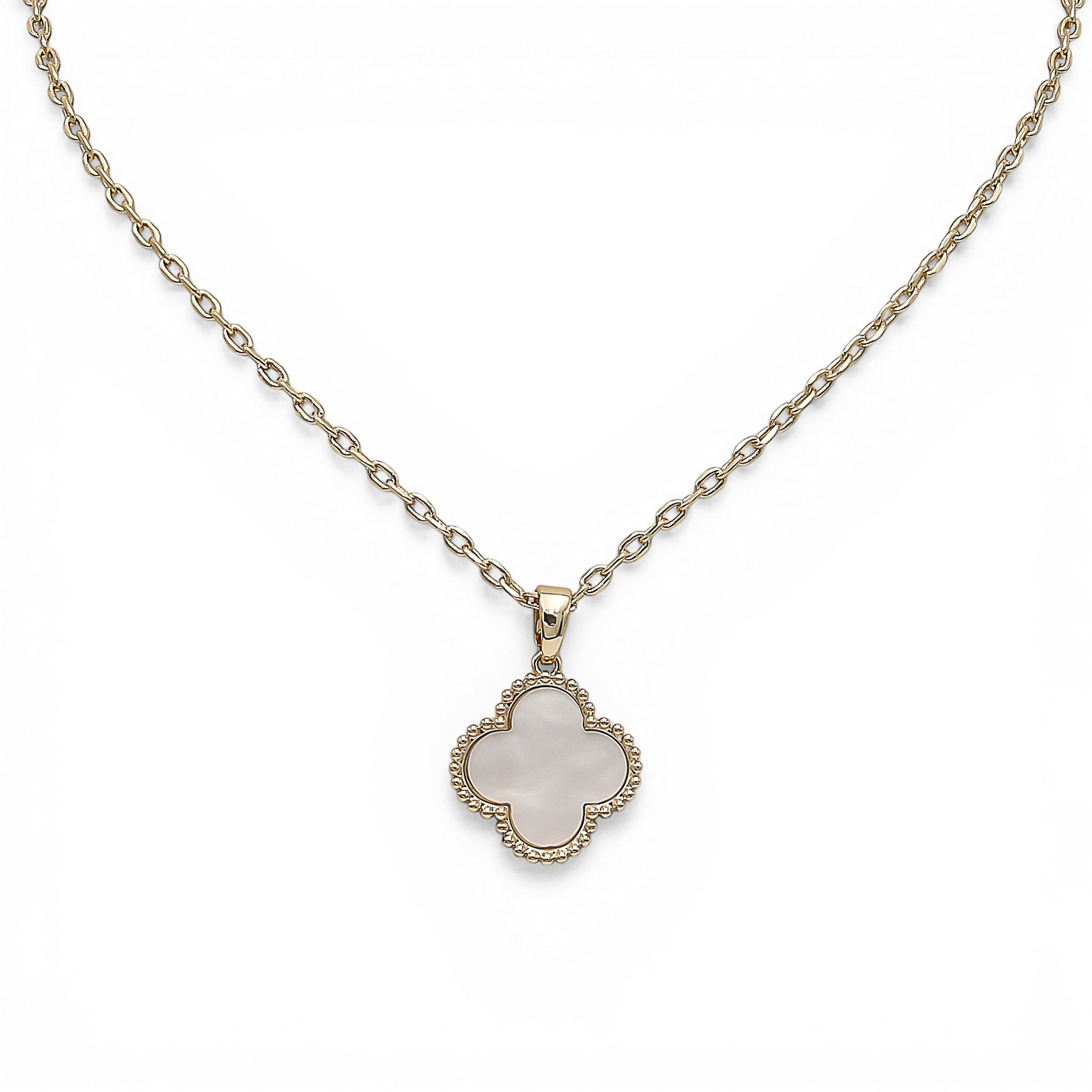 Colier A Clover White Placat cu Aur