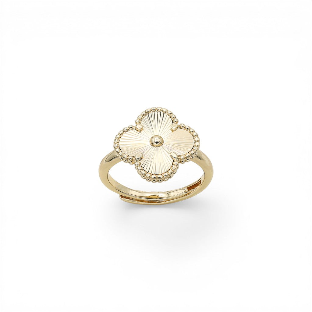 Inel Trifoi Reglabil Placat cu Aur