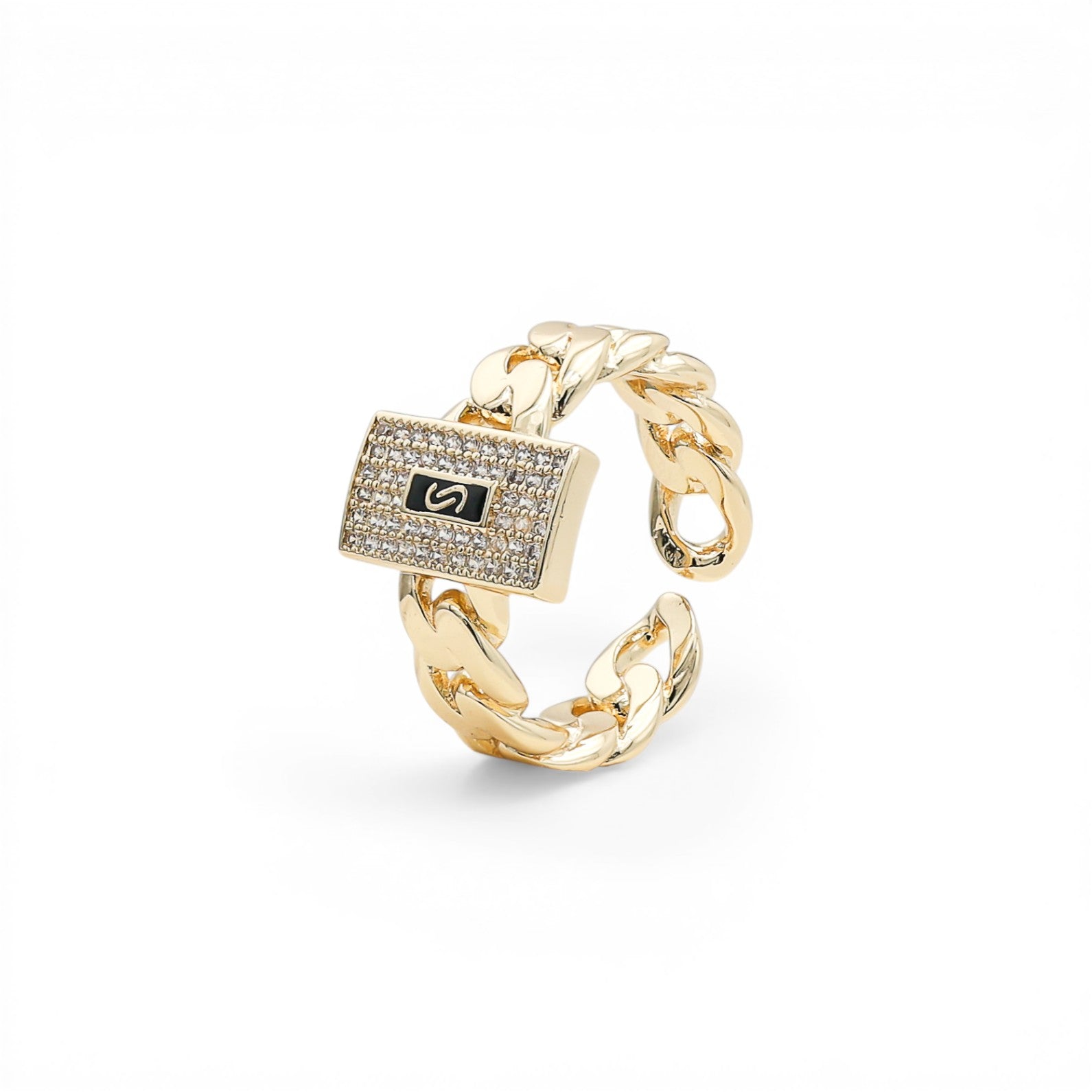 Inel Cuban Reglabil Placat cu Aur