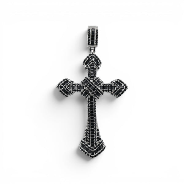 Pandantiv Cruce Imperial Black Placat cu Aur Alb