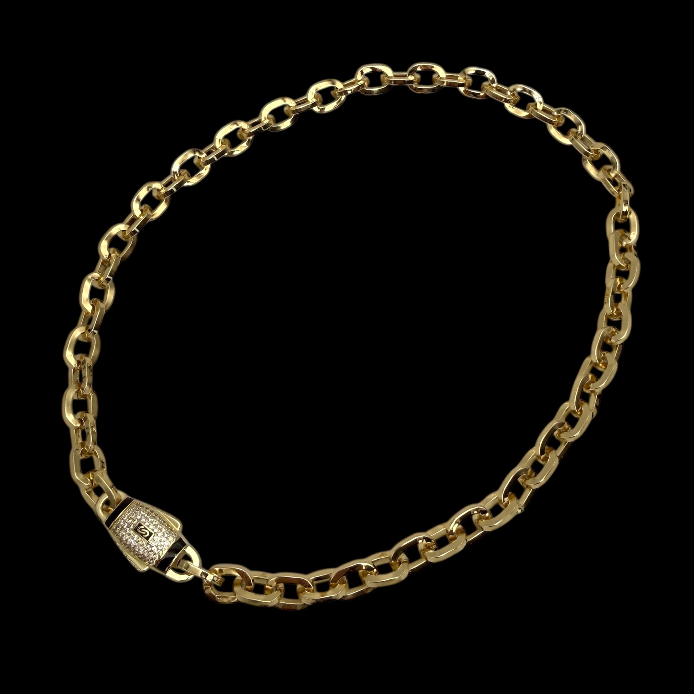 Colier Cuban Monaco Oval Placat cu Aur