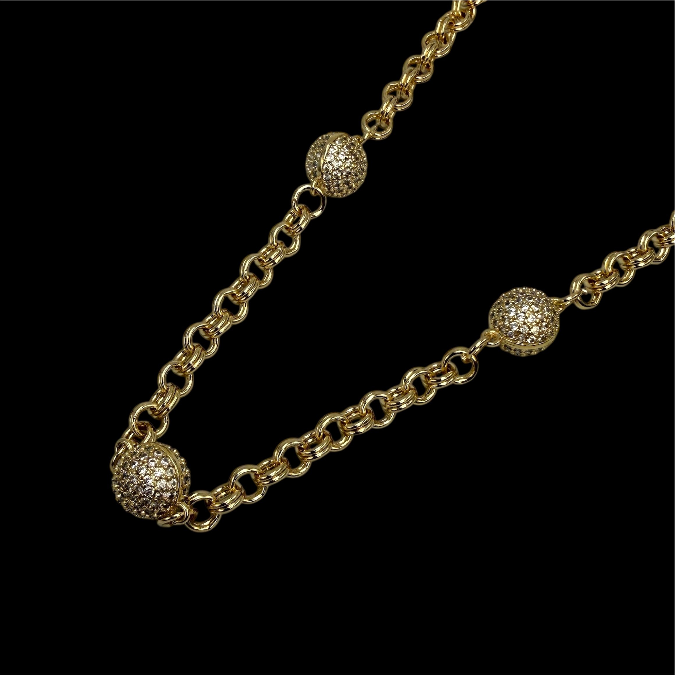 Colier Three Round Placat cu Aur