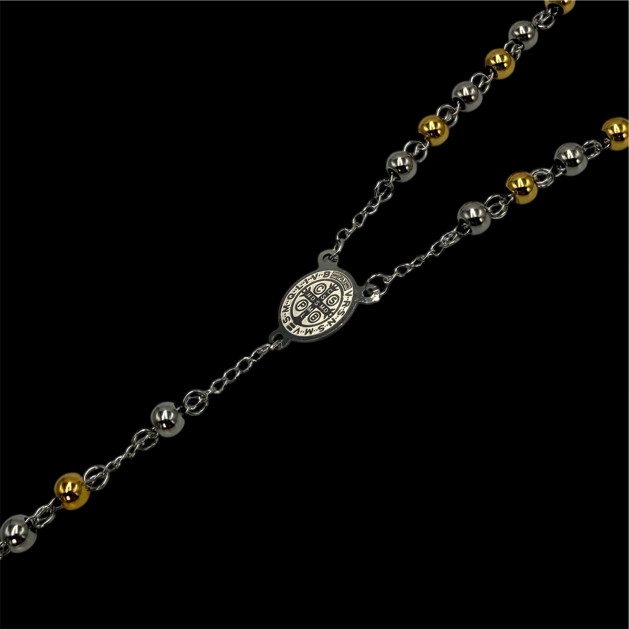 Colier Rozariu God Double de Inox Placat cu Aur