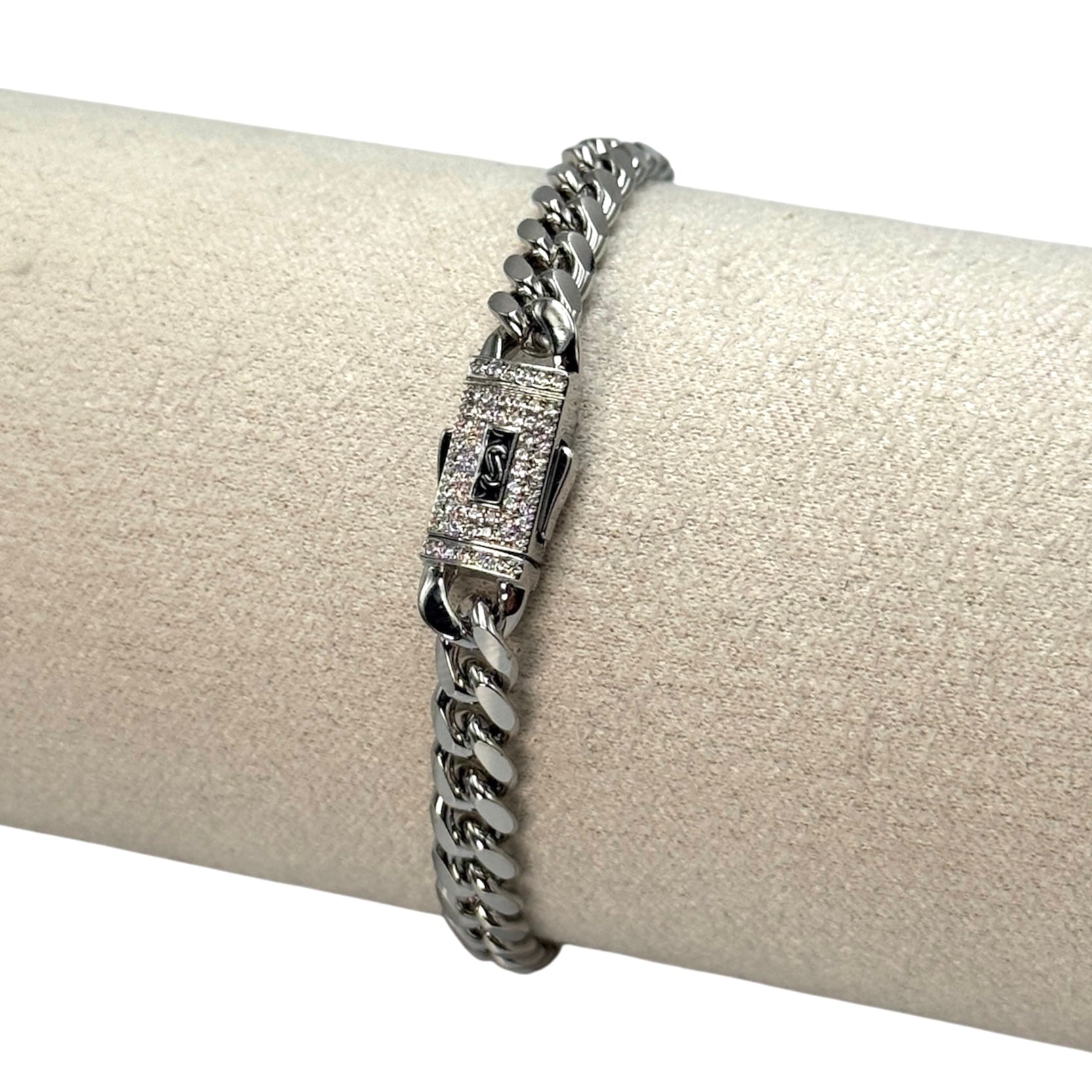 Brățară Cuban Monaco 6 mm placată cu Aur alb