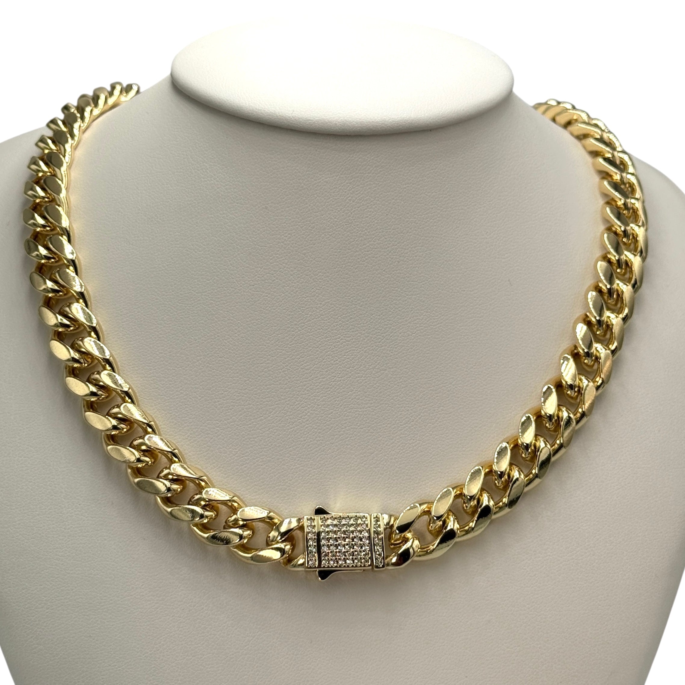 Colier Cuban 12mm Placat cu Aur